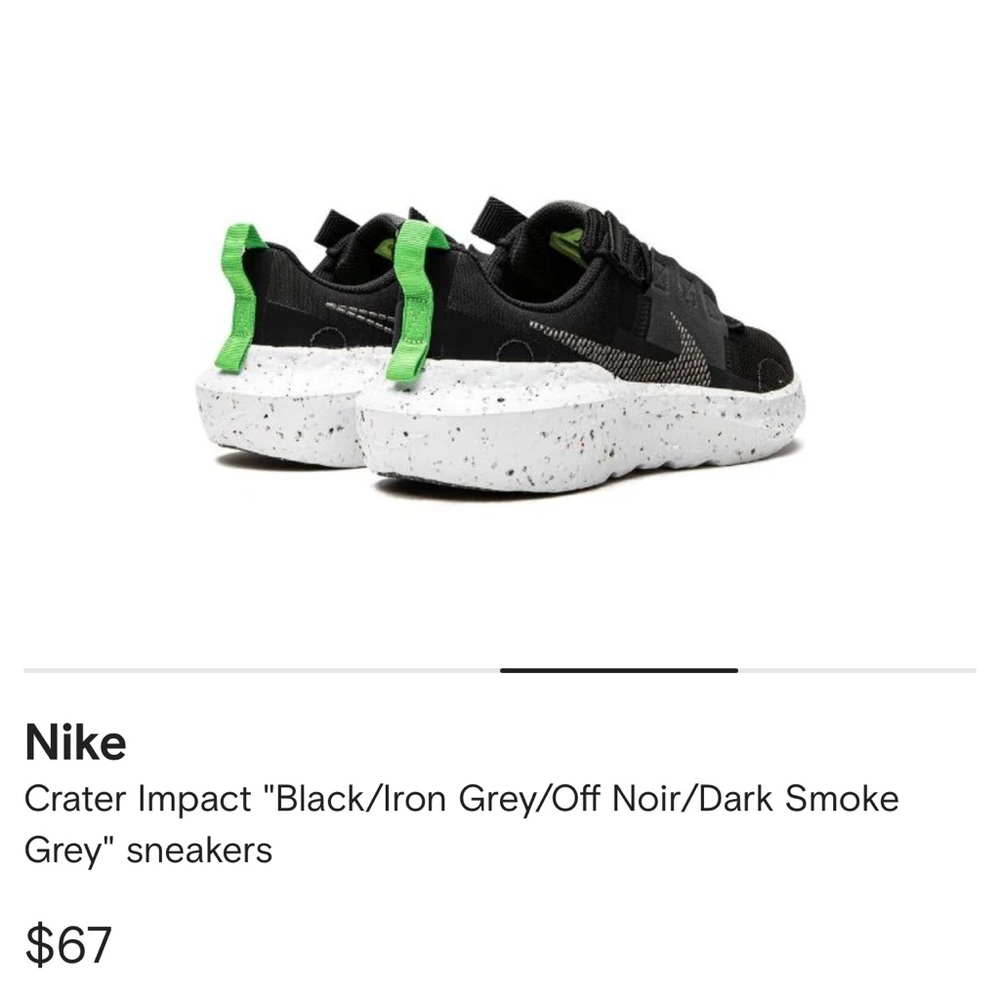 NIKE CRATER IMPACT BLACK IRON GREY SNEAKERS 8.5